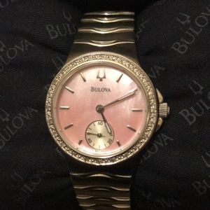 Bulova 24 diamonds silver watch